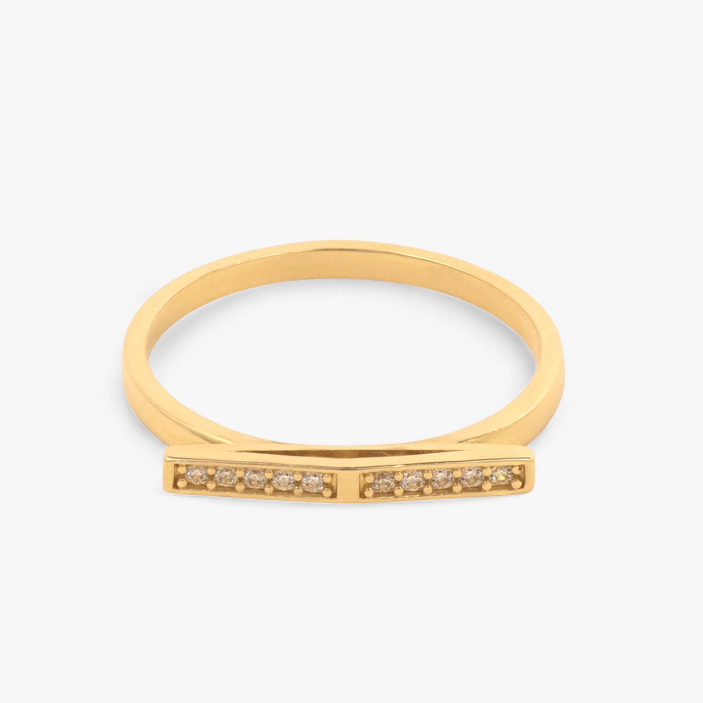 Inel din aur cu mici pietricele de zirconiu aliniate 14k Stone of Nesta solid Gold Ring with small cubic zirconia stones