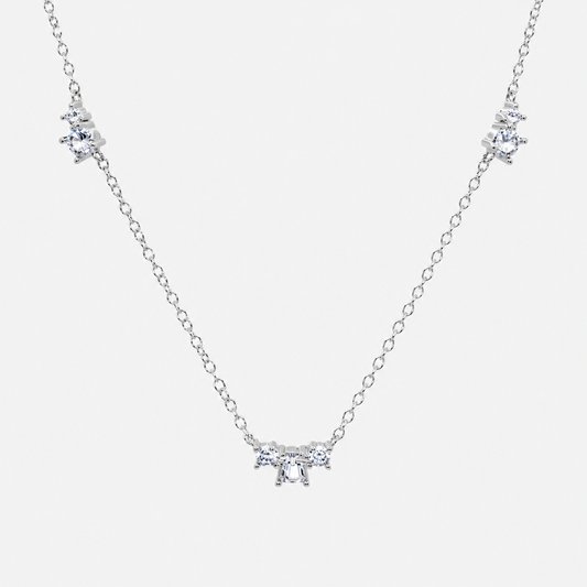 Dainty Necklace with Stones  Sterling Silver & Cubic Zirconia