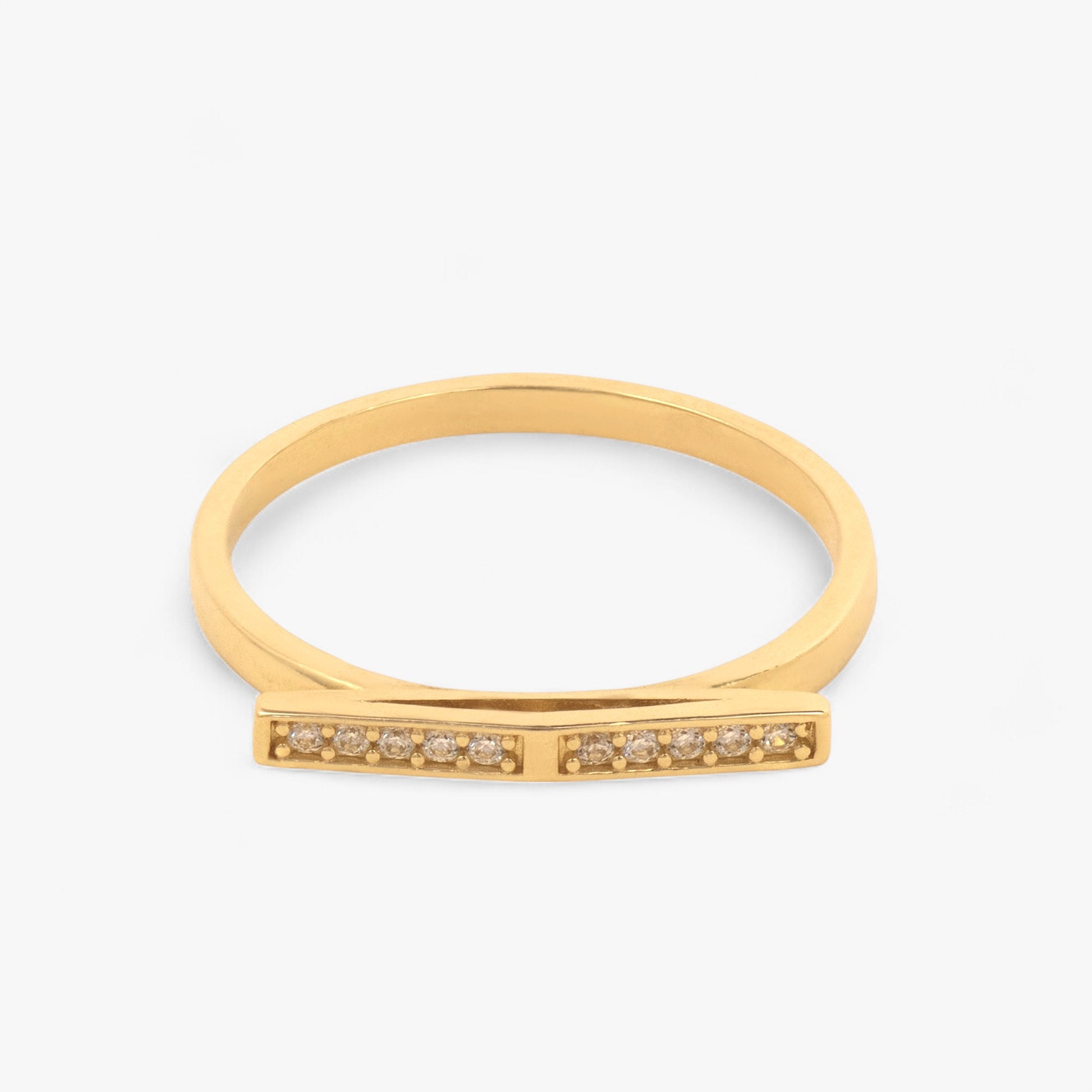 Inel din aur cu mici pietricele de zirconiu aliniate 14k Stone of Nesta solid Gold Ring with small cubic zirconia stones 
