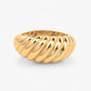 Inel cu design voluminos aur 14k pe fundal alb Twisted Dome Solid Gold Chunky Ring on white background
