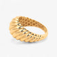 Inel cu design voluminos aur 14k pe fundal alb Twisted Dome Solid Gold Chunky Ring on white background