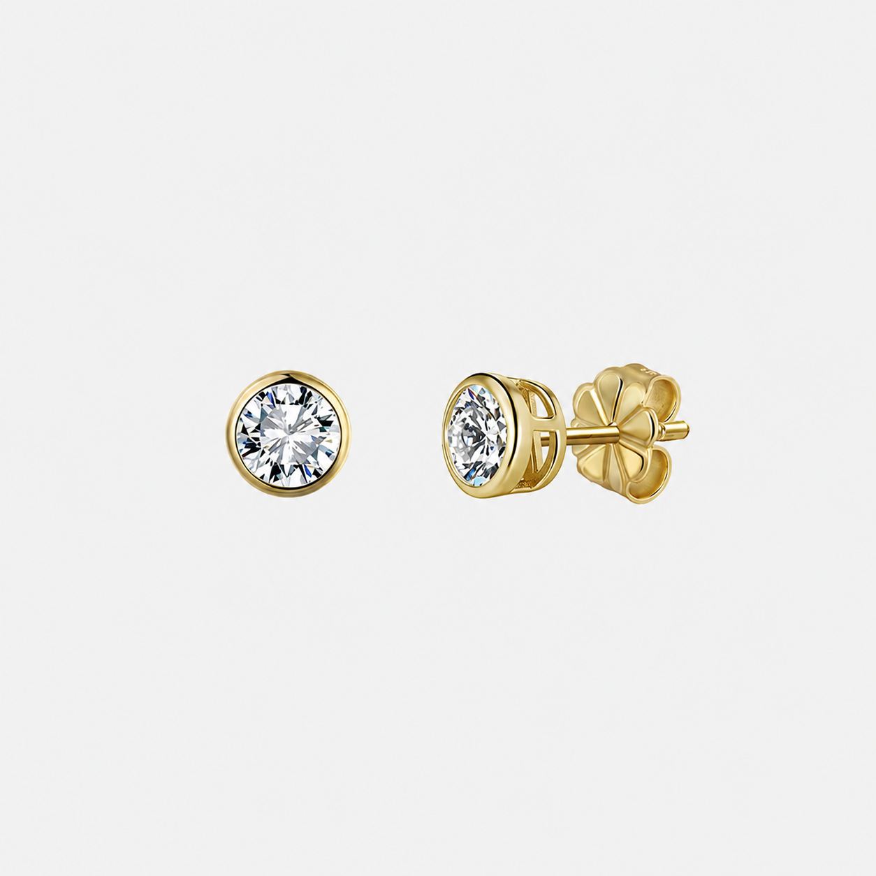 Moissanite Tennis Stud Earrings  14K Gold Vermeil & Moissanite