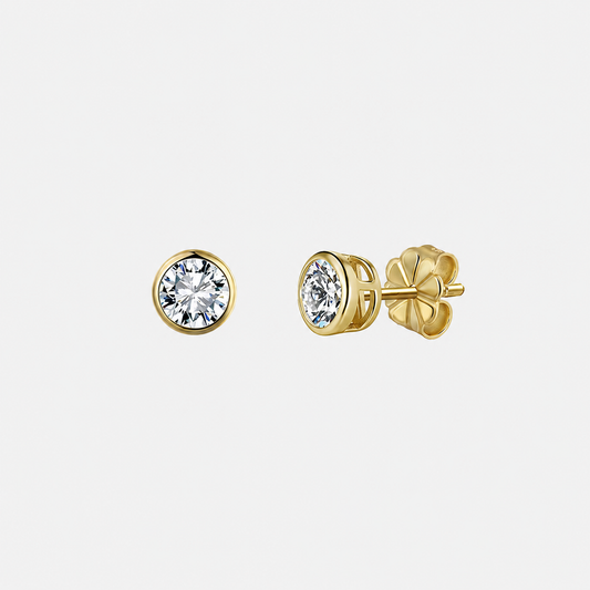 Moissanite Tennis Stud Earrings  14K Gold Vermeil & Moissanite