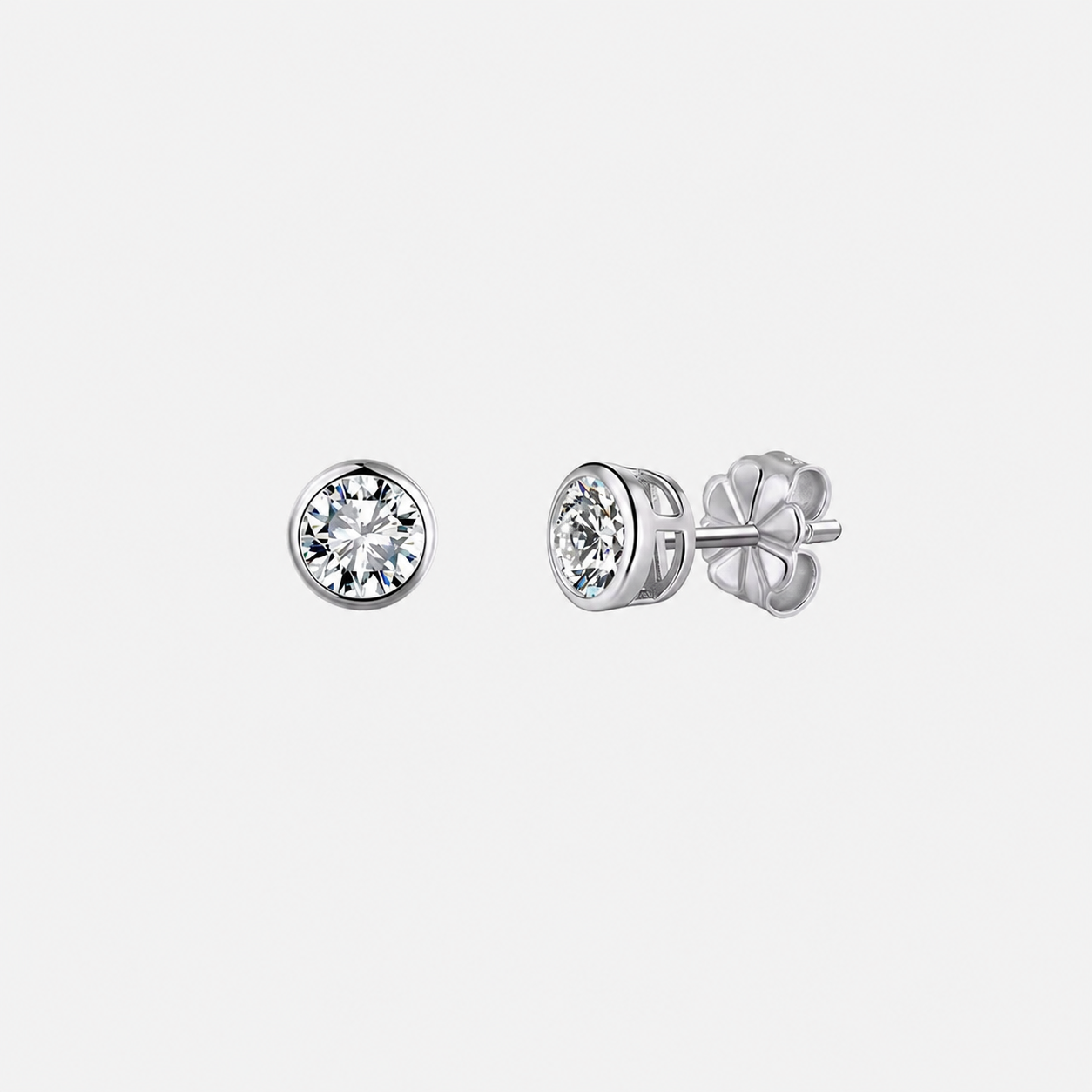 Moissanite Tennis Stud Earrings  Sterling Silver & Moissanite